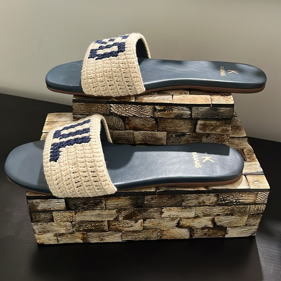 NWT KAANAS Tesia Slide Sandals - Navy - Size 10 - Picture 4 of 10
